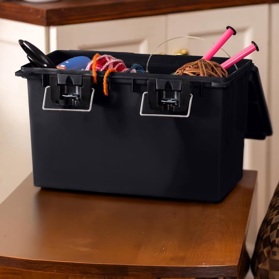 XL Storage Bins With Lids, 4-Pack Stackable Lockable Plastic Containers for Home Classroom Dorm