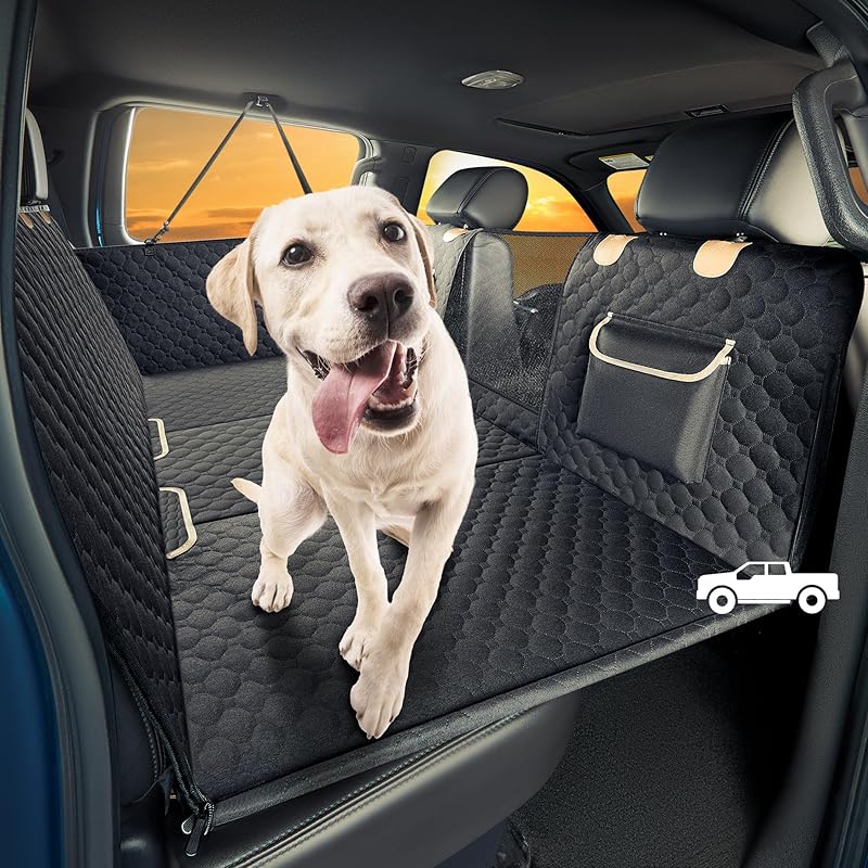 Waterproof Pet Car Seat Cover For SUV Truck Van – Black, Rear Bench, 56"x49"