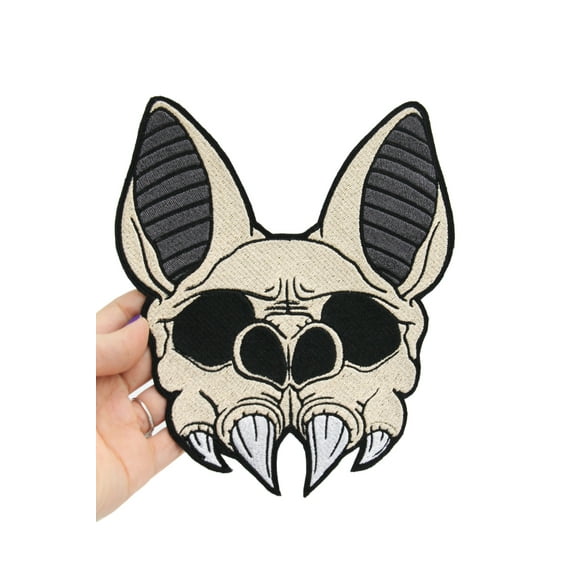 XL Vampire Bat Skull Iron On Embroidered Patch