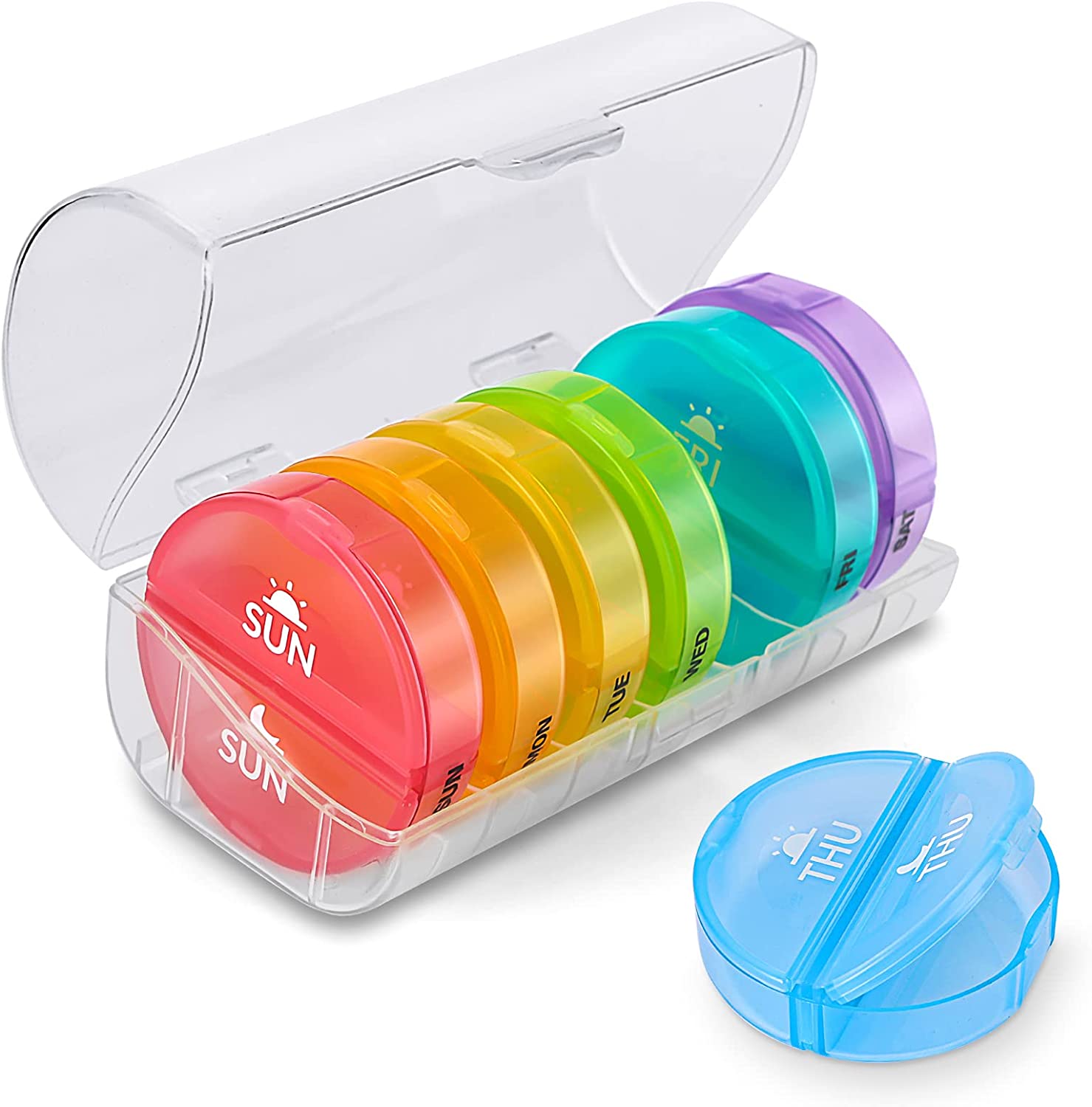 XL Weekly Pill Organizer 2 Times a Day,Daily AM PM Pill Box with 7 ...