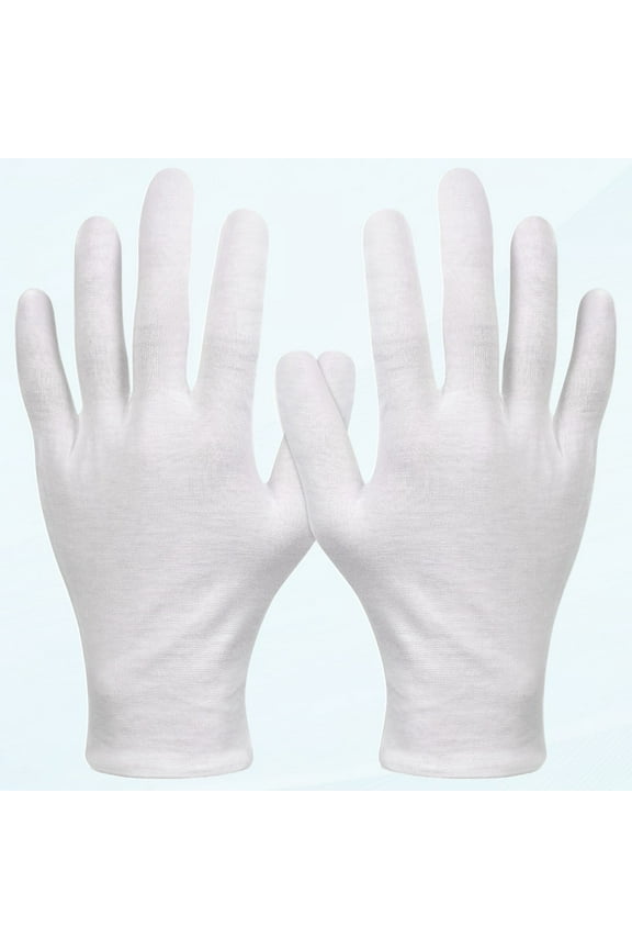 XL White Cotton Gloves, 6 Pairs, for Eczema, Hand Spa, Inspection, Dryness, Cosmetics, and Jewelry