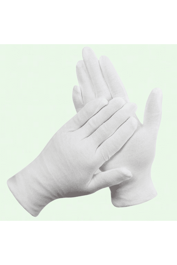 XL White Cotton Gloves - Pack of 12, Hand Spa, Jewelry Inspection, Eczema Relief