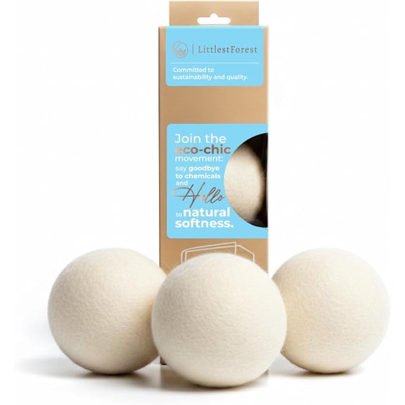 XL Wool Dryer Balls  Natural Fabric Softener for Laundry  Reusable, Anti-Static & Reduces Drying Time  100% New Zealand Wool  Eco-Friendly Dryer Balls for Clothes