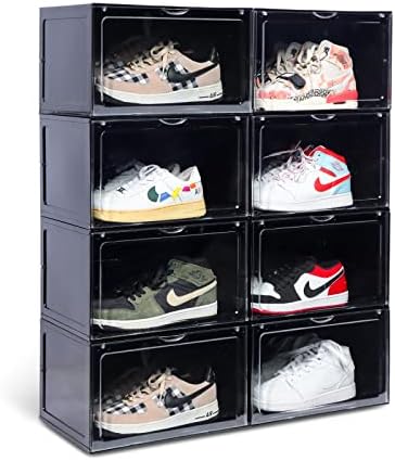 XL clear shoe storage boxes stackable, 8 Pack Large Shoe Boxes Clear ...