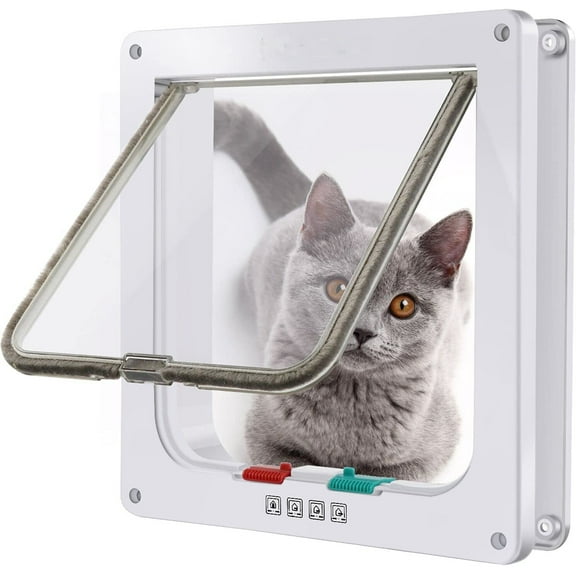 XL extra large cat door dog door (outside size 11" x 9.8"), 4-way locking large cat door for indoor and outdoor doors, weatherproof pet door for cats and puppies with a circumference of <24.8"