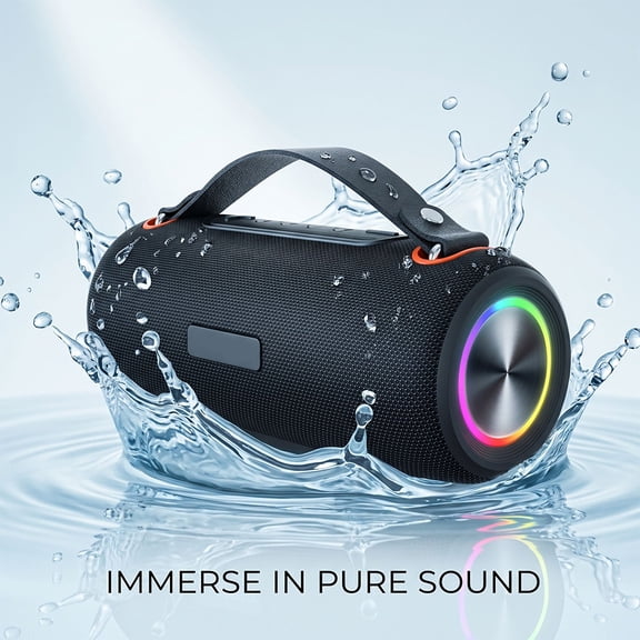 XL09 Turbo Pro Portable Bluetooth Speaker, IPX6 Waterproof Wireless Speaker with Deep Bass, 30W Loud Sound, RGB Lights, 4000mAh Battery, Portable Speaker for Party Camping