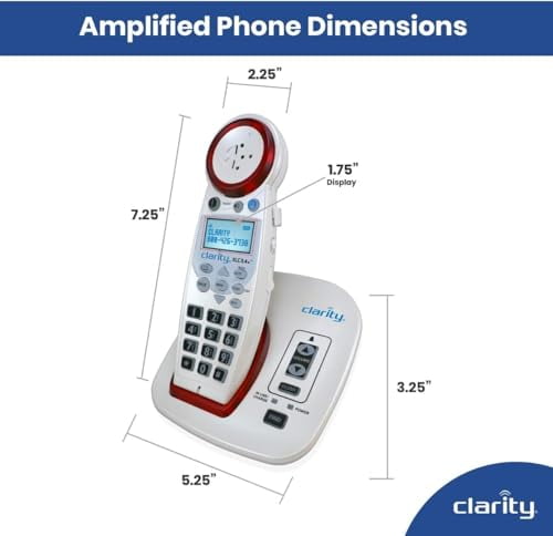 XLC3.4+ Amplified Cordless Landline Phone for Seniors, Elderly, Hard of Hearing, Hearing Impaired | Portable 50dB Home Phone w/Built-in Telephone Amplifier, Loud Ringer, Talking Caller ID