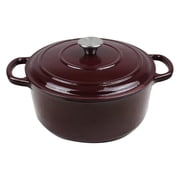 XLMD Cast Iron Enameled Pot/Casserole/Dutch Oven 7 Qt. with Cover, Merlot