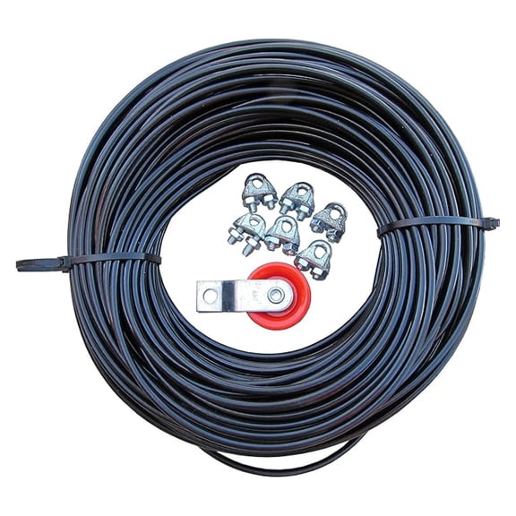 XLMD Dog Run Aerial Overhead Trolley - Heavy Cable for Small to X-Large Dogs Tie Out Runner (75 ft)