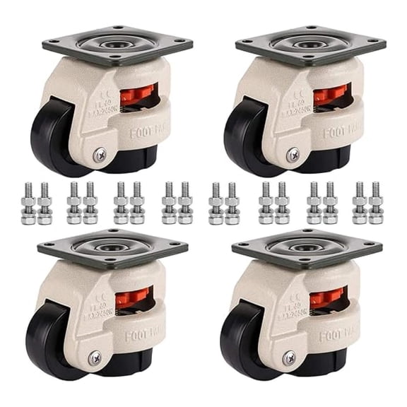 XLMD Heavy Duty Leveling Casters Set of 4, 2400 Lbs Capacity Retractable Machine Casters
