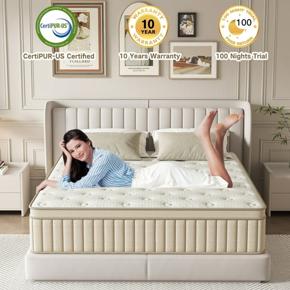 XLOLEHM Full Mattress 12 inch, Hybrid Mattress in a Box with Soft Comfort Layers for Lumbar Support, Individual Pocket Springs for Motion Isolation, CertiPUR-US Certified, Medium Firm