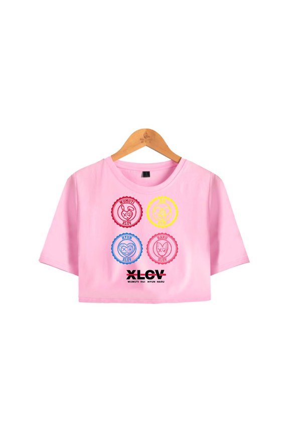 XLOV Member Inspired Print Crop T-Shirt - Women’s Short Sleeve Fashion Tee, Casual Streetwear Top for EVOL Fan support Merch