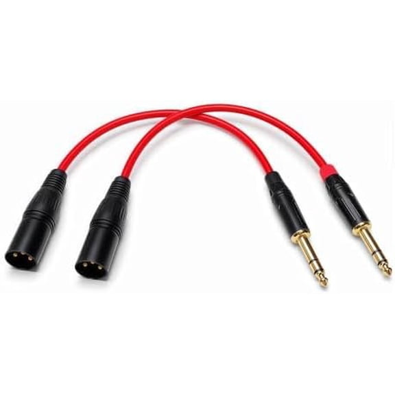 XLR to 1/4 TRS Balanced 1ft 2-Pack, OFC Triple Shielded Noise-Free Microphone , for Focusrite, Behringer, , Mackie, Studio Recording, Patch Bay, Live Sound