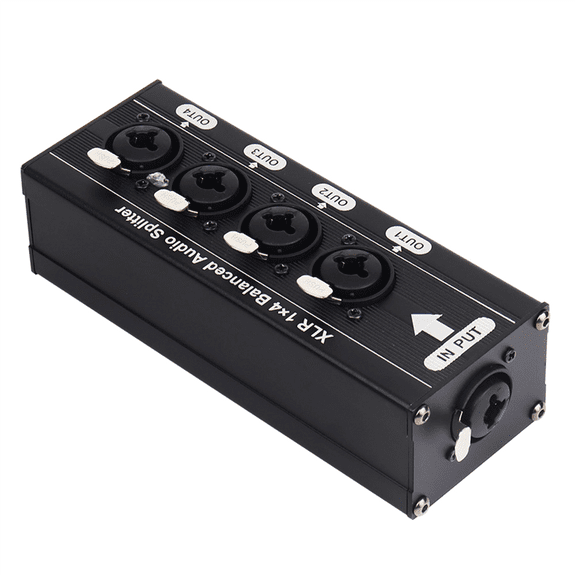 XLR 1x4 Balanced Audio Splitter 6.5 1 in 4 Out Bidirectional Signal Box ywm58