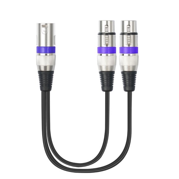 XLR 3Pin Male to Dual XLR Female Audio Cable Splitter Adapter Cord 1 Male to 2 Female Balanced Microphone Audio Cable