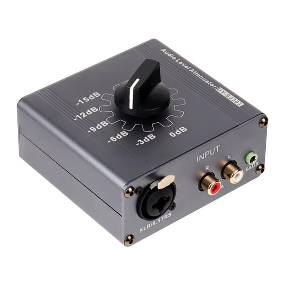 XLR/6.5TRS for- 3.5mm AUX Audio Level Attenuator 0dB -3dB -6dB -9dB -12dB -15dB Adjustable Audio Attenuation Box