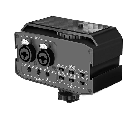 XLR Audio Mixer,CVM-AX3 Dual XLR/6.35mm/3.5mm Video Audio Mixer, Camera Mixer