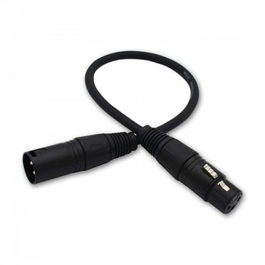 XLR Cable 1ft XLR Male to Female Black Balanced Microphone Cable - 2 Pack