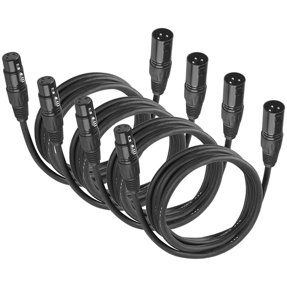XLR Cables, DMX Cable Male to Female (4Pack), XLR Microphone Cable 10ft/3m Wire Extension Connectors, Light DMX Terminator 3 Pin Connector for Stage Lights DMX Signal Connection