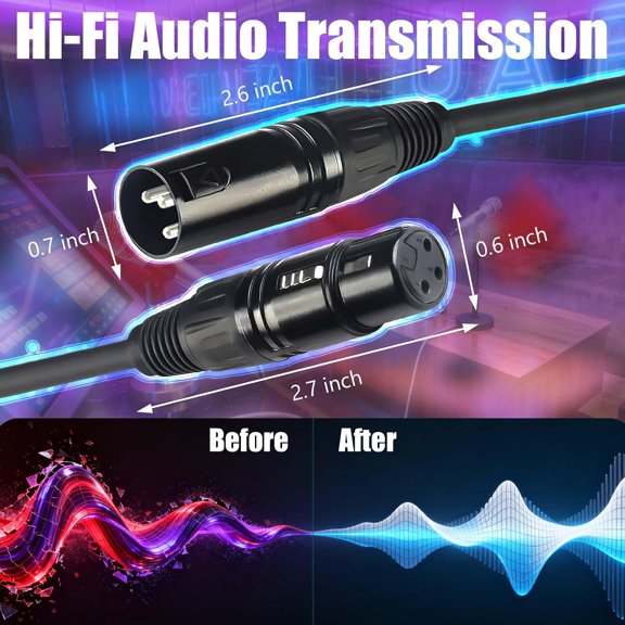 XLR Cables, DMX Cable Male to Female (2Pack), XLR Microphone Cable 4ft/1.2m, Light DMX Terminator 3 Pin Connector