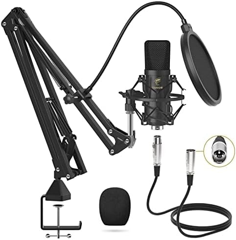 XLR Condenser Microphone, Professional Cardioid Studio Mic Kit with T20 Boom Arm, Shock Mount, Pop Filter for Recording, Podcasting, Voice Over, Streaming, Home Studio, YouTube (TC20)$$Music