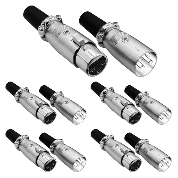 XLR Connector Male Female to 1/4 Audio Jack 3 Pin Secure Microphone Plug with Locking Ends - XLR,5pair
