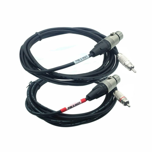 XLR Female with Pin 3 Hot to RCA Male Audio Cables - Pair
