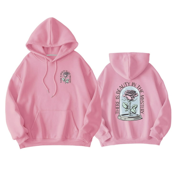 Mens pink hoodie with rose hotsell