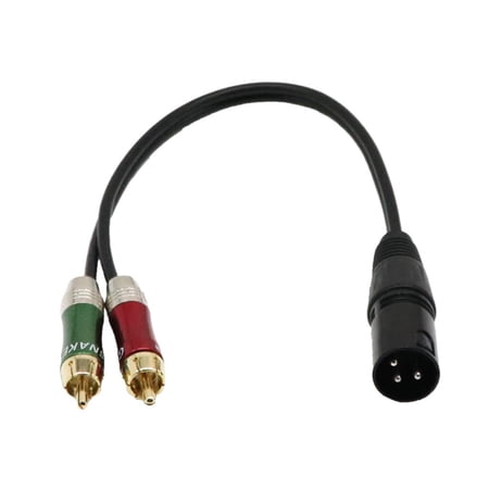 XLR Male To 2 Male ,XLR Adapter Plug To 2 X Phono Plug Adapter Cable 30cm Splitter Patch Y Cable, Cable