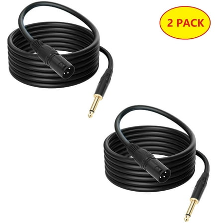 XLR Male to 1/4 Microphone Cable, 6.35mm TS to 3-PIN XLR Male Microphone Mic Mord Interconnect Cable - 3.3ft/1m 2pack