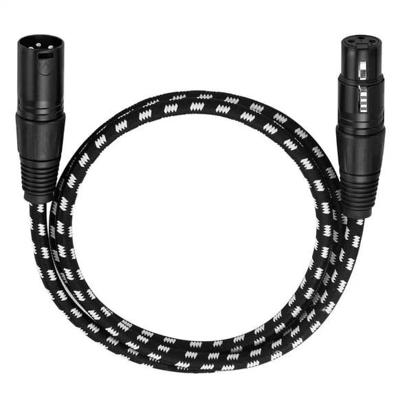 XLR Male to Female Microphone Cable, 22AWG, Gold-Plated, OFC, Black