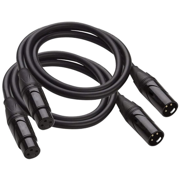 XLR Microphone Cable, 2 Pack XLR Male to Female 3 Pin Balanced Microphone Cable for Microphones, Speaker Systems, Radio Station, Stage Lighting and More (Black, 36 Inch)