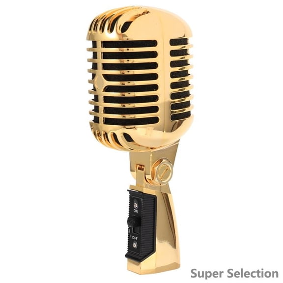 XLR Microphone, Dynamic Vocal Microphone With Cardioid Pickup, Metal Classic Mic For Live Singing, Karaoke, Podcasting, Streaming, Stage Performance, Gold