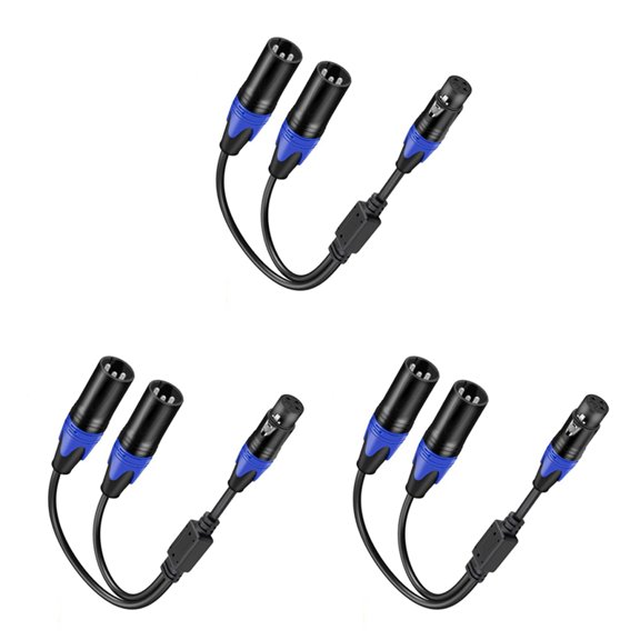XLR Splitter Cable, 1 XLR Female to 2 XLR Male Y Cable Balanced Microphone Splitter Cord Audio Adaptor 3Pack