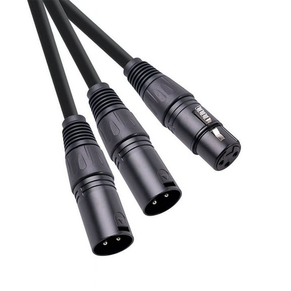 XLR Splitter Cable, 3 Pin XLR Female to Dual XLR Male Patch Y Cable Balanced Microphone Splitter Cord Audio Adaptor-50cm,1 x 3pin XLR Female to Dual XLR Male Y Splitter Cable,Black