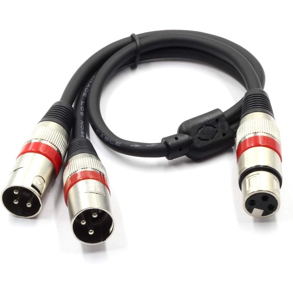 XLR Splitter Cable - XLR Female to Dual Male 3 Pin Patch Y Cable Balanced Microphone Splitter Cord Audio Adapter (50CM)