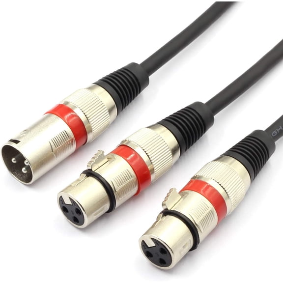 XLR Splitter Cable - XLR Male to Dual Female 3 Pin Patch Y Cable Balanced Microphone Splitter Cord Audio Adapter (50CM/1.5FT)