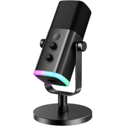 XLR/USB Dynamic Microphone for Podcast Recording, PC Computer Gaming Streaming Mic with RGB Light, Mute Button, Headphones Jack, Desktop Stand, Vocal Mic for Singing YouTube-AmpliGame AM8