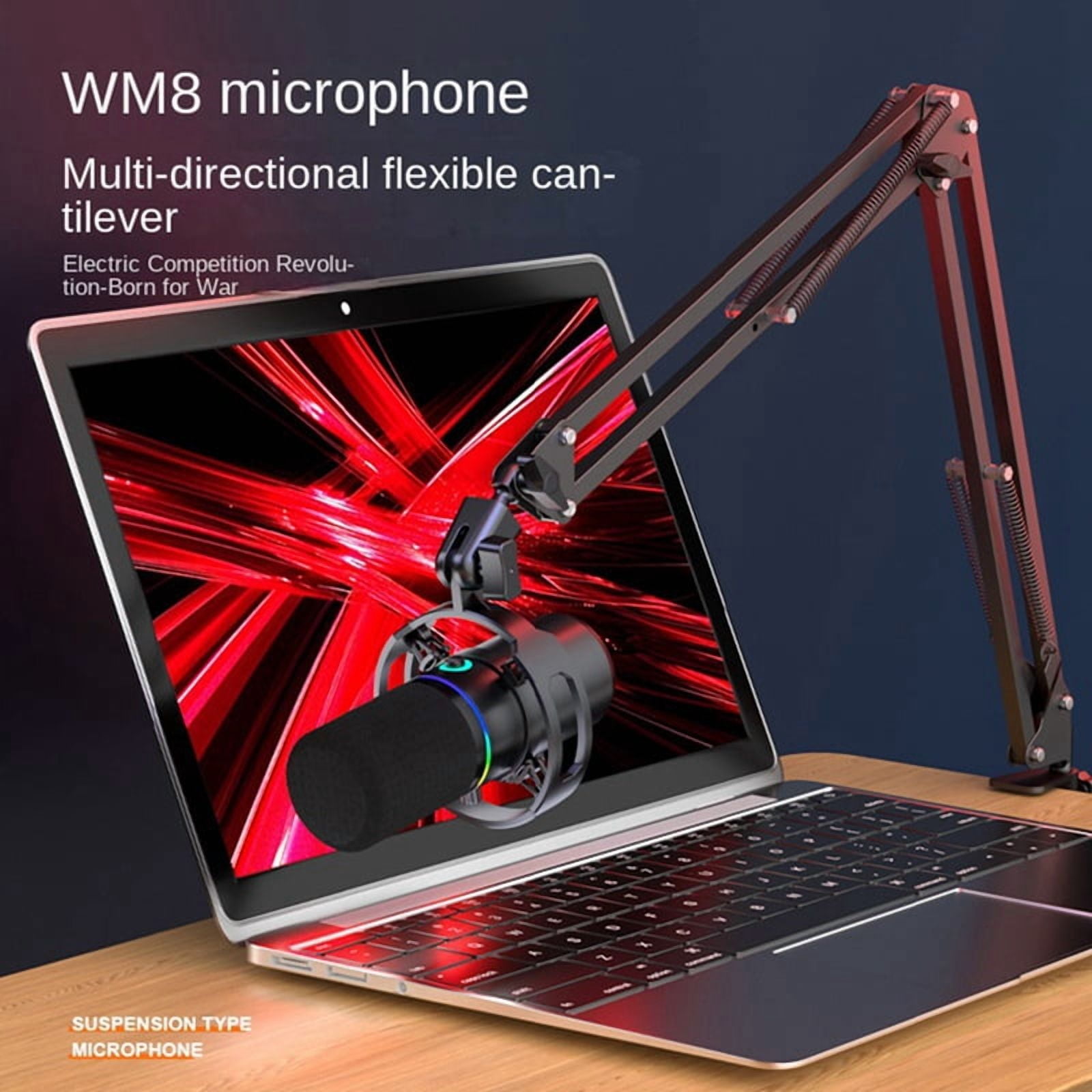 XLR USB Dynamic Microphone with Dubbing Recording Stent for Connection Sound Card Computer Live Singing Game