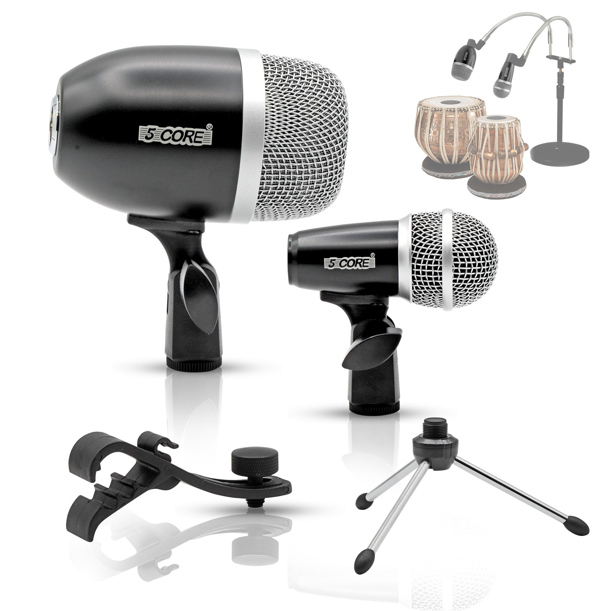 XLR Wired Cardioid Instrument Microphone for Tabla - Dynamic Moving Coil, Swivel Mount & Rim Clip Included
