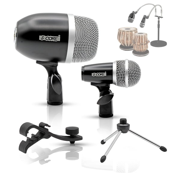 XLR Wired Cardioid Instrument Microphone for Tabla - Dynamic Moving Coil, Swivel Mount & Rim Clip Included