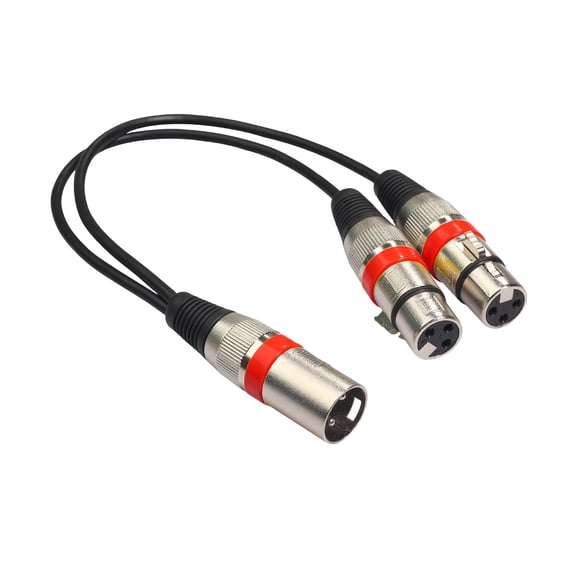 XLR Y-Style Audio Splitter Cable, 1 Male To Dual Female Balanced Microphone Adapter Cord, Noise Isolation Stereo Sound Converter, Universal Audio Accessory for Mixers, Speakers,Red