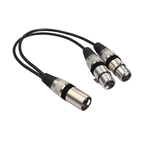 XLR Y-Style Audio Splitter Cable, 1 Male To Dual Female Balanced Microphone Adapter Cord, Noise Isolation Stereo Sound Converter, Universal Audio Accessory for Mixers, Speakers,Black