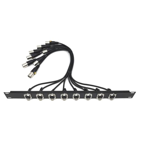 XLRM3 19" Cable to XLRF3 Panel Mount Assembly, 1U 19" Rack Panel Pigtail Cables for Patch Bay$$Music