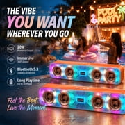 XLT999 Wireless Speaker, 4 Speakers & 2 Subwoofers, Premium Transparent Panel, Full Screen Color Changing LED Lights, All In One Portable Audio Unit