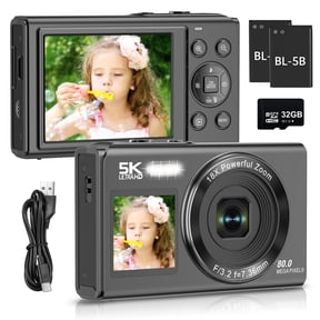 XLURC 5K 80MP Digital Camera for Photography Wifi Dual Screen Vlogging Camera for Youtube Autofocus Travel Camera 18X Digital Zoom with 32GB Card & 2x Battery (Black)