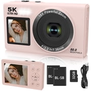 XLURC 5K Digital Camera Wifi 80MP Dual-Screen Vlogging Camera Compact Travel Camera Autofocus 18X Zoom Point and Shoot Camera for Kids, Teens, Beginners