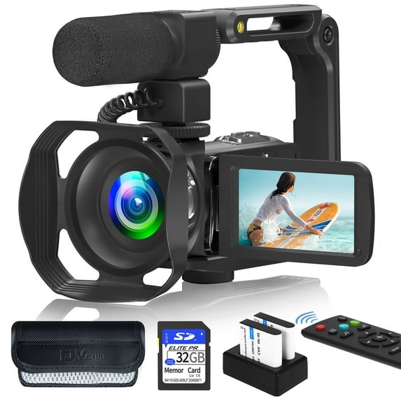XLURC Video Camera 4K 56MP Camcorder Vlogging Camera for YouTube 18X Digital Zoom 3.0 " 270° Touch Screen Wifi Digital Camera with External Mic & 32G SD Card & Battery