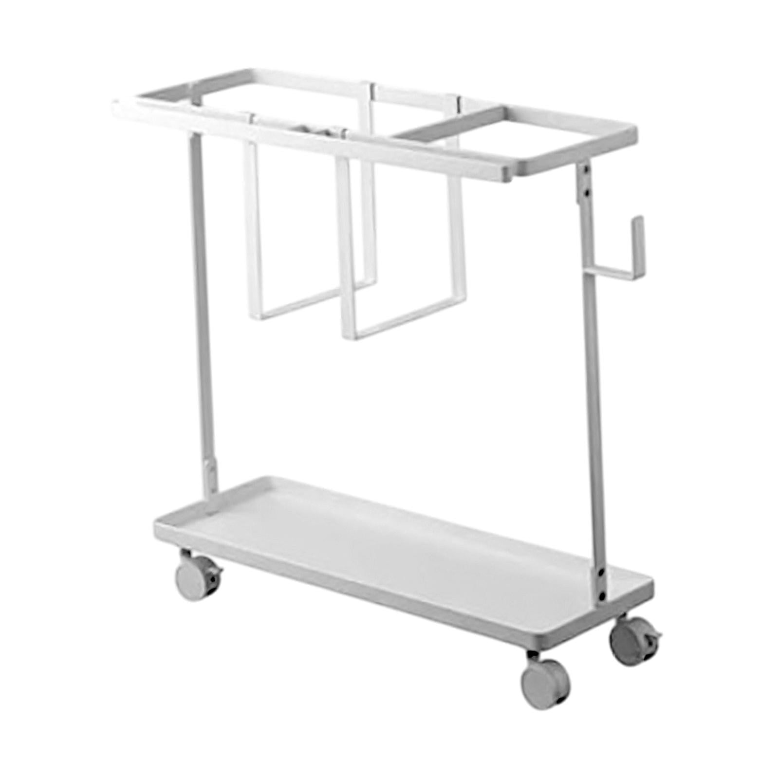 White Steel Fitness Equipment Storage Cart with Casters