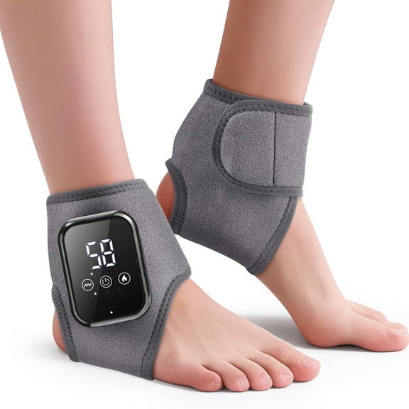 XLYFVLGF 2PCS Foot Massager with Smart Timer, 3-in-1 Wire-Less Portable Vibrating Heated Feet Massagers for Neuropathy Pain Relief & Ankle Relaxation & Blood Circulation (Gray)